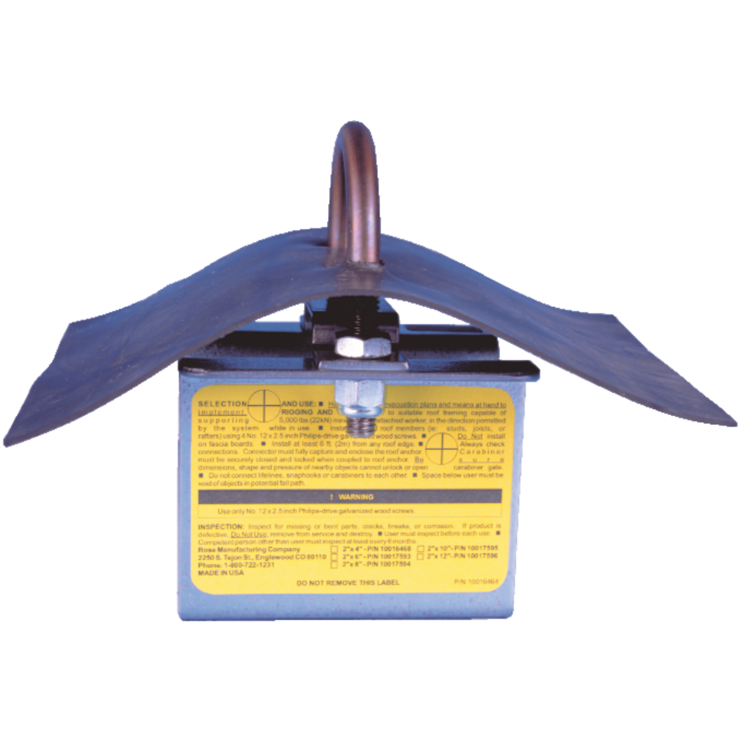 Permanent roof anchor, 2" x 4"